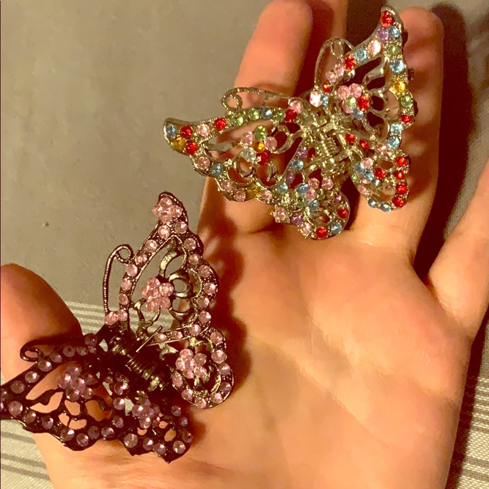 Butterfly crystal hair clips